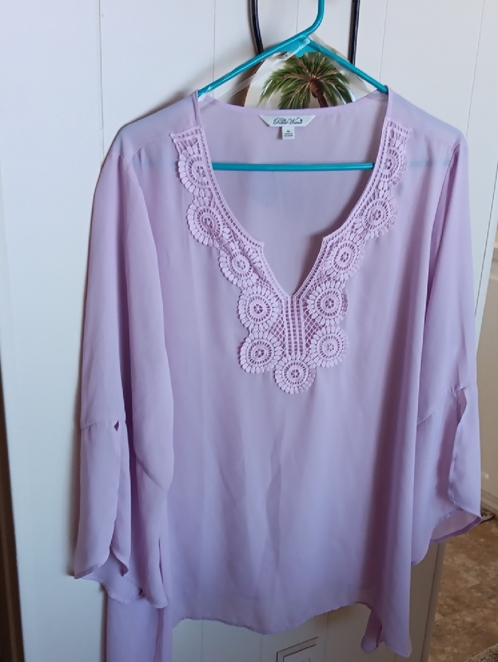 The Pioneer Woman Lavender Crochet V-Neck Tunic XL,2x